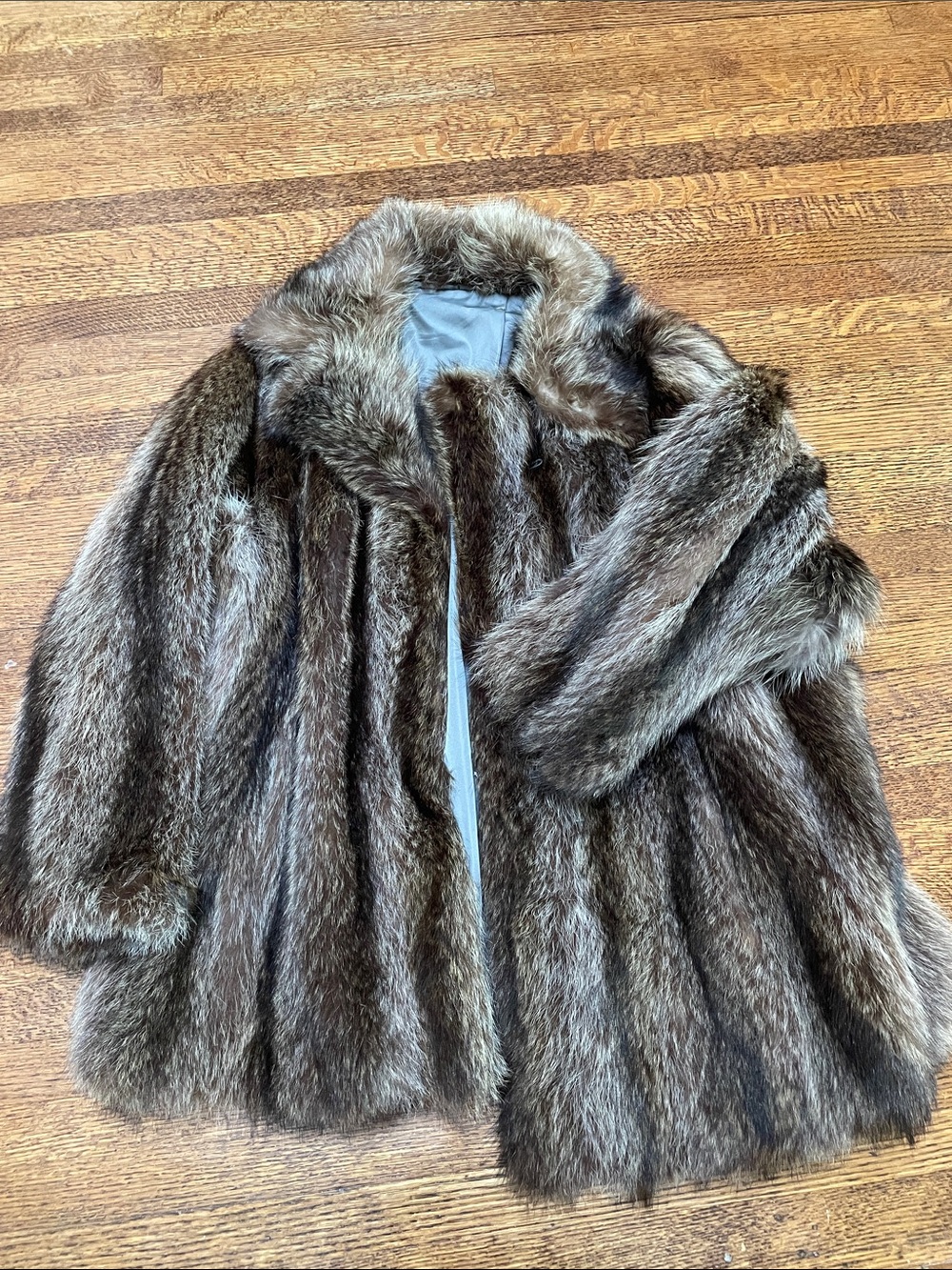 VTG Genuine Natural Raccoon Fur Coat M/L